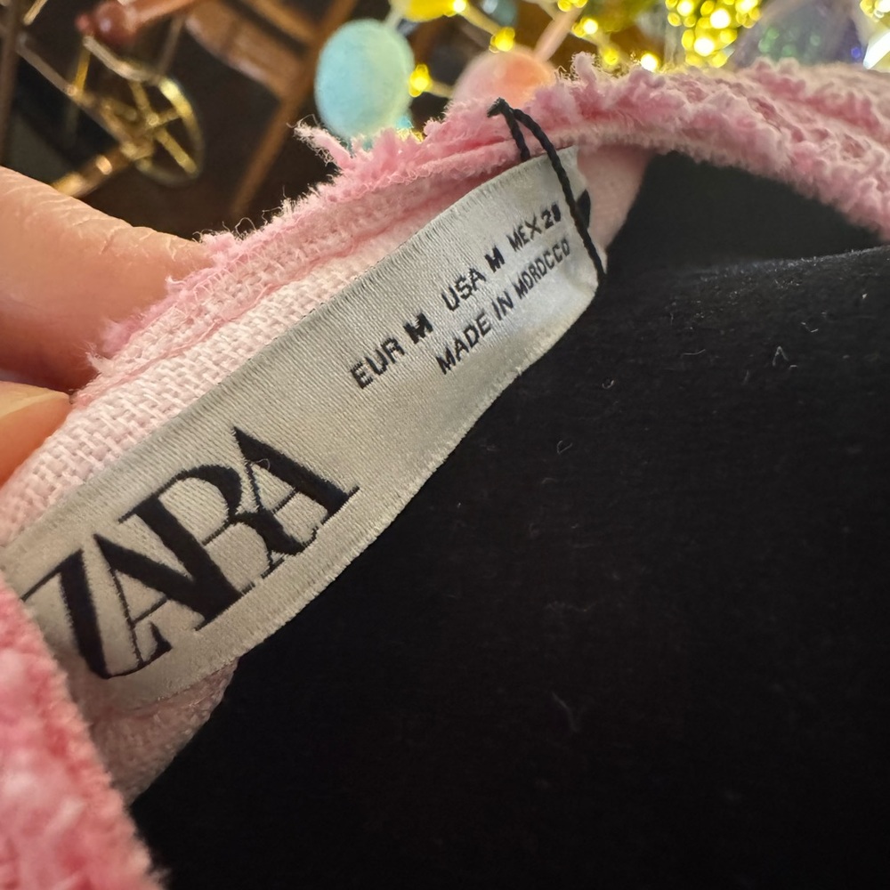 Zara Pink Tweed Dress New With Tags Size Medium - Picture 3 of 16